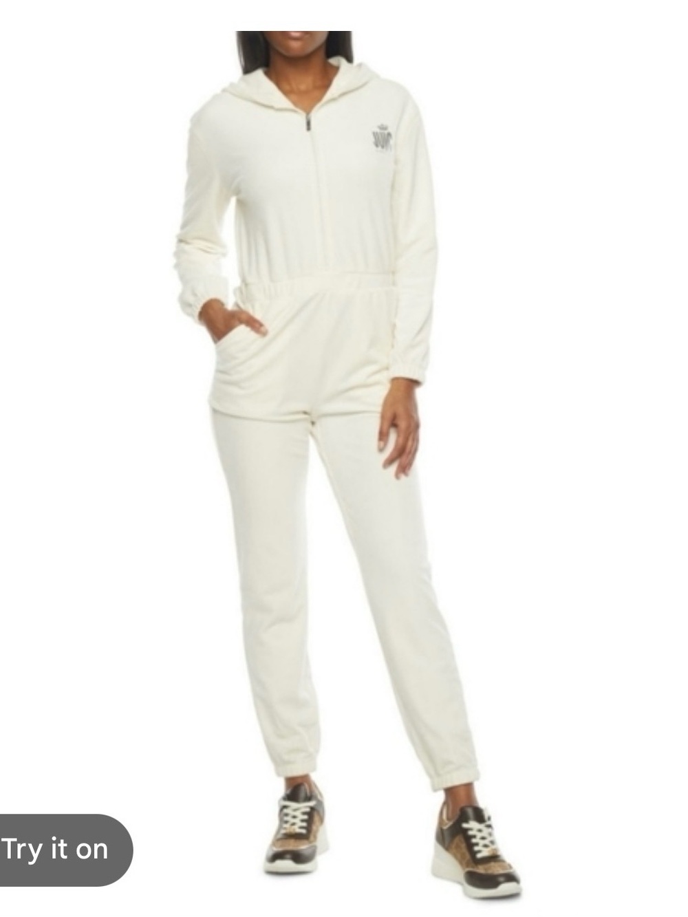 Cozy Women's Cream Hooded Jumpsuit